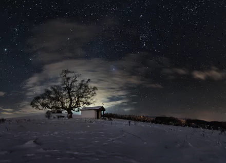  Church on a Starry Winter Night by Emil Rashkovski
