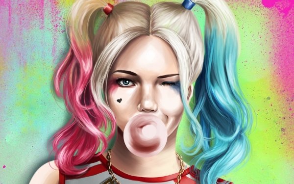 Movie Suicide Squad DC Comics Wink Twintails Two-Toned Hair Harley Quinn HD Wallpaper | Background Image