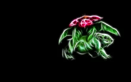 HD desktop wallpaper featuring Venusaur, a Pokémon from the popular video game series. The design highlights the character with a glowing effect against a black background.