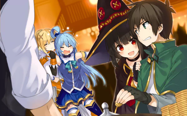 KonoSuba HD Wallpaper: Kazuma, Aqua, Megumin, & Darkness by 星幽