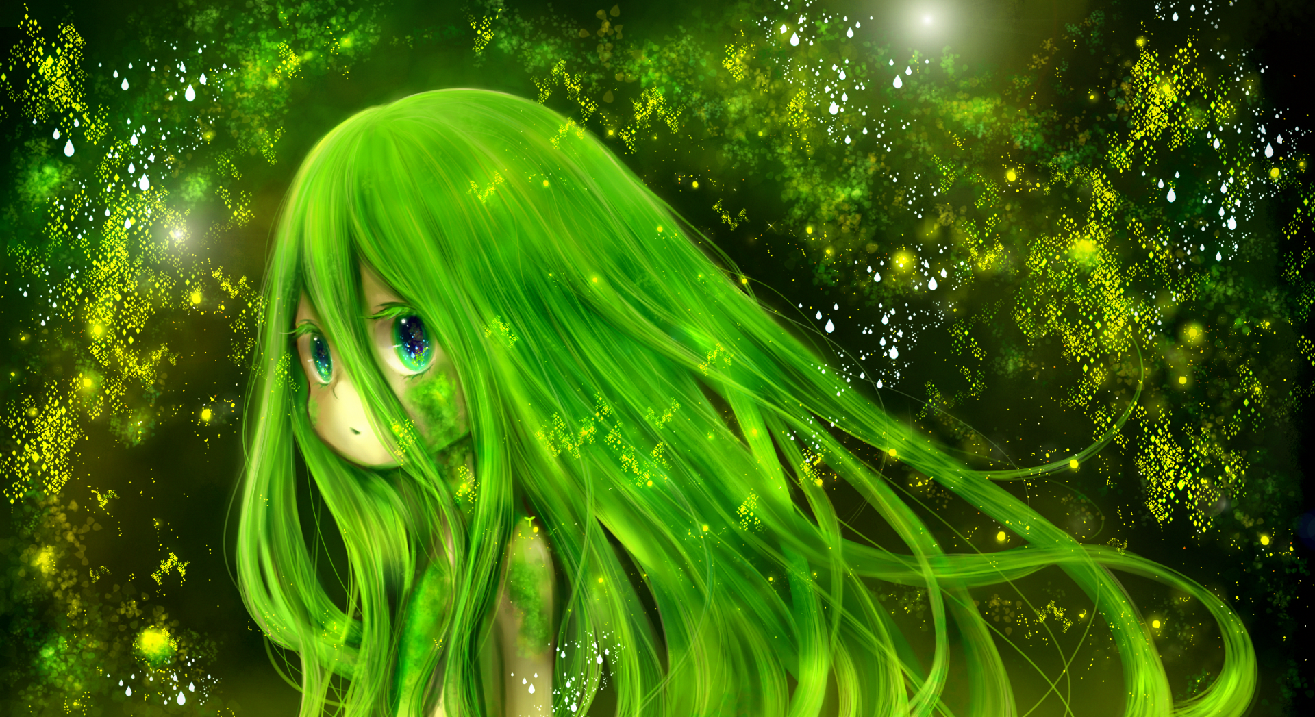 Cute anime girl with green hair 19133023 Vector Art at Vecteezy