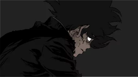 HD PC desktop wallpaper featuring Shigeo Kageyama from the anime Mob Psycho 100 in a dark, intense profile view.