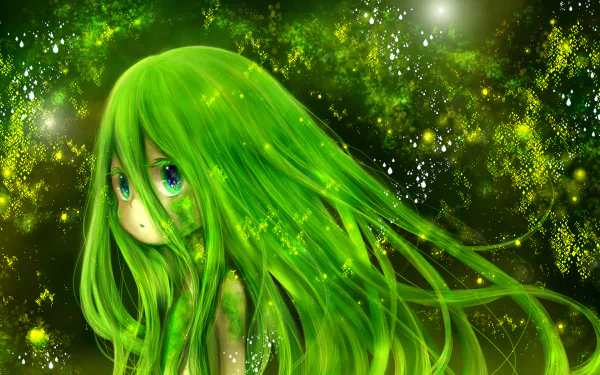 green hair Anime Original HD Desktop Wallpaper | Background Image