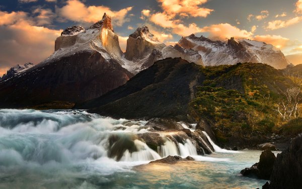 Earth River Waterfall Mountain Landscape HD Wallpaper | Background Image
