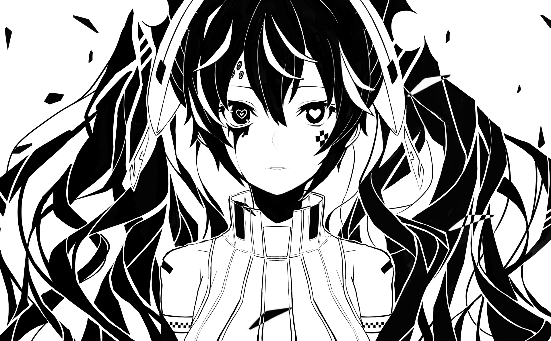 Hatsune Miku Vocaloid Anime HD Wallpaper – Monochrome Elegance