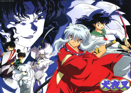 InuYasha characters feature prominently in this vibrant HD anime wallpaper, showcasing dynamic poses and intense expressions against a dramatic backdrop.