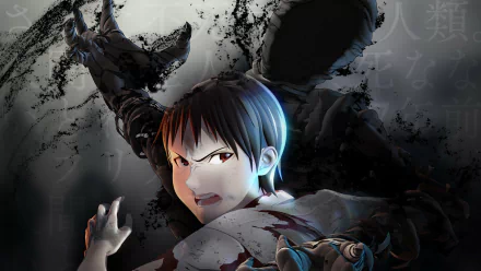 An HD wallpaper featuring Kei Nagai from the anime Ajin: Demi-Human, showcasing a tense scene with dramatic shadows and dynamic action elements.