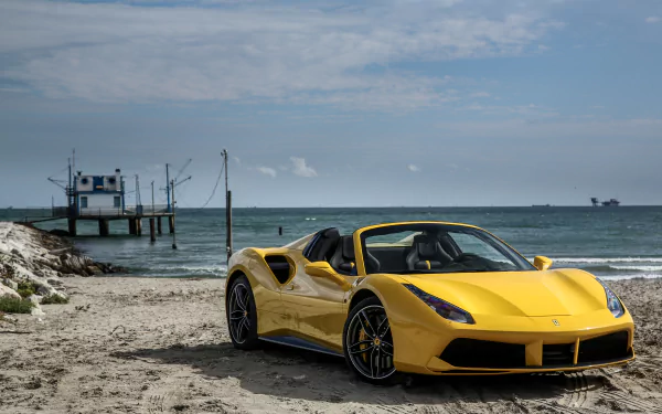 yellow car vehicle Ferrari 488 Spider HD Desktop Wallpaper | Background Image