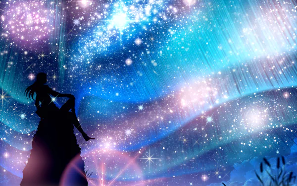shooting star star starry sky night Anime sky anime night Sky Anime HD Desktop Wallpaper | Background Image