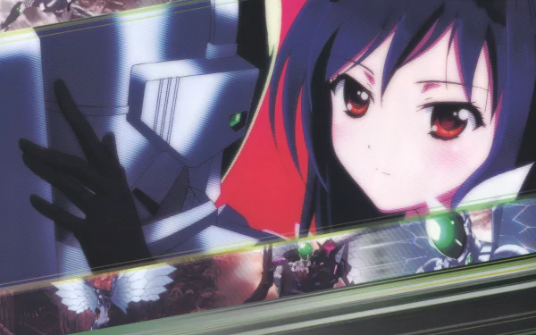 HD PC desktop wallpaper featuring an anime scene from Accel World with a close-up of a character and futuristic elements in vibrant colors.