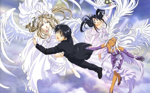 Anime Ah! My Goddess Belldandy Skuld Urd Wedding Dress Wings Goddess Keiichi Morisato HD Wallpaper | Background Image