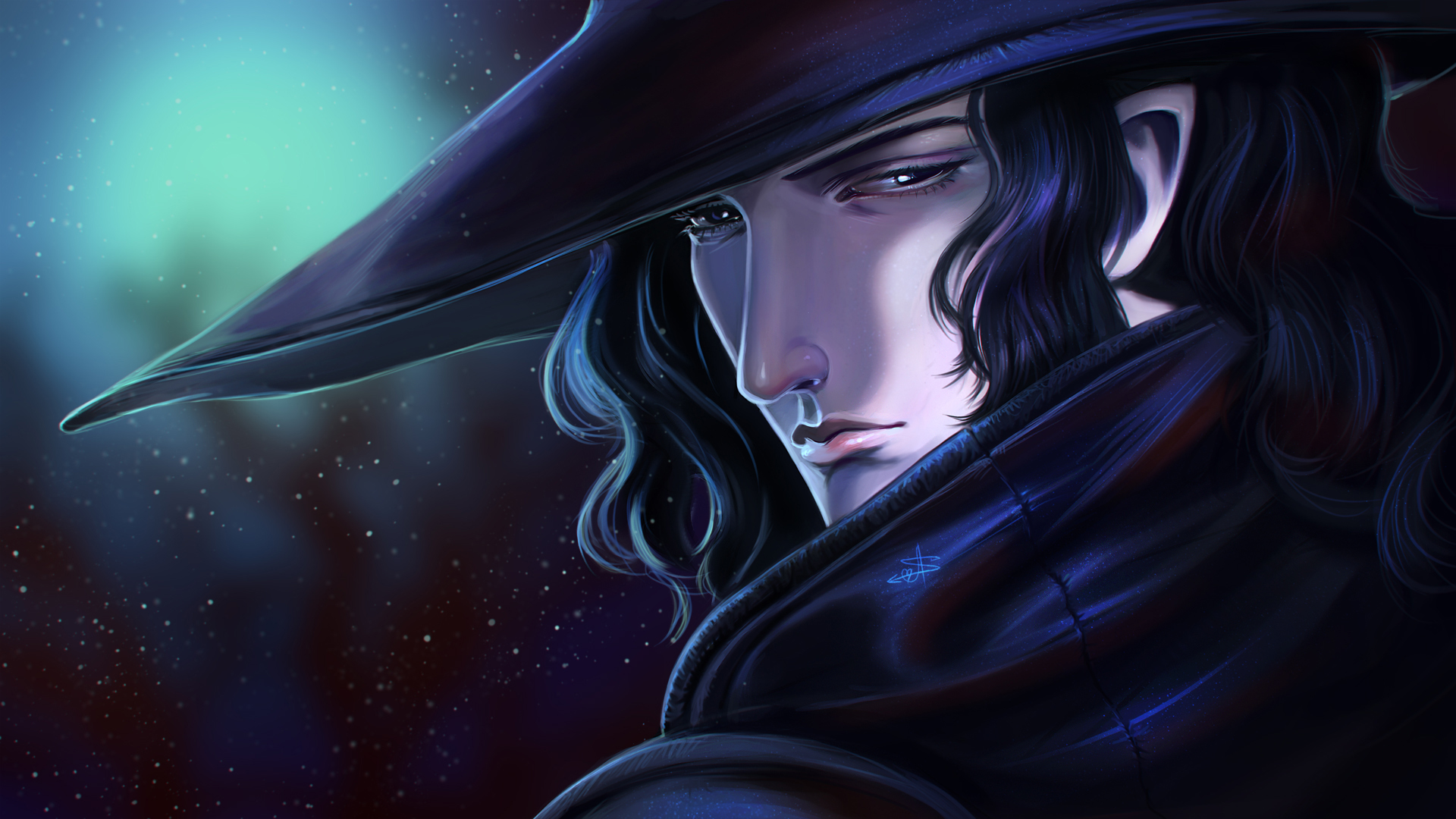 Vampire hunter D, faint, face, soft, smiles, hat, HD wallpaper