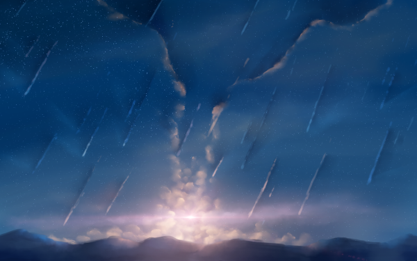 Anime Sky Sun Shooting Star HD Wallpaper | Background Image
