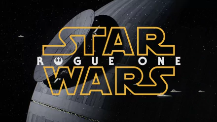 HD desktop wallpaper featuring the Death Star from the movie Rogue One: A Star Wars Story with the bold Star Wars logo overlay.