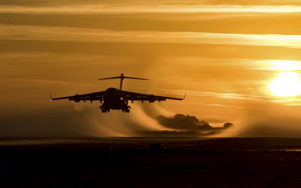 silhouette sunset aircraft warplane transport aircraft military Boeing C-17 Globemaster III HD Desktop Wallpaper | Background Image