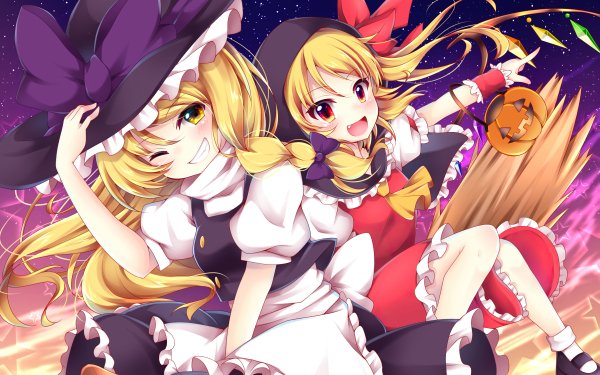 Anime Touhou Marisa Kirisame Flandre Scarlet HD Wallpaper | Background Image