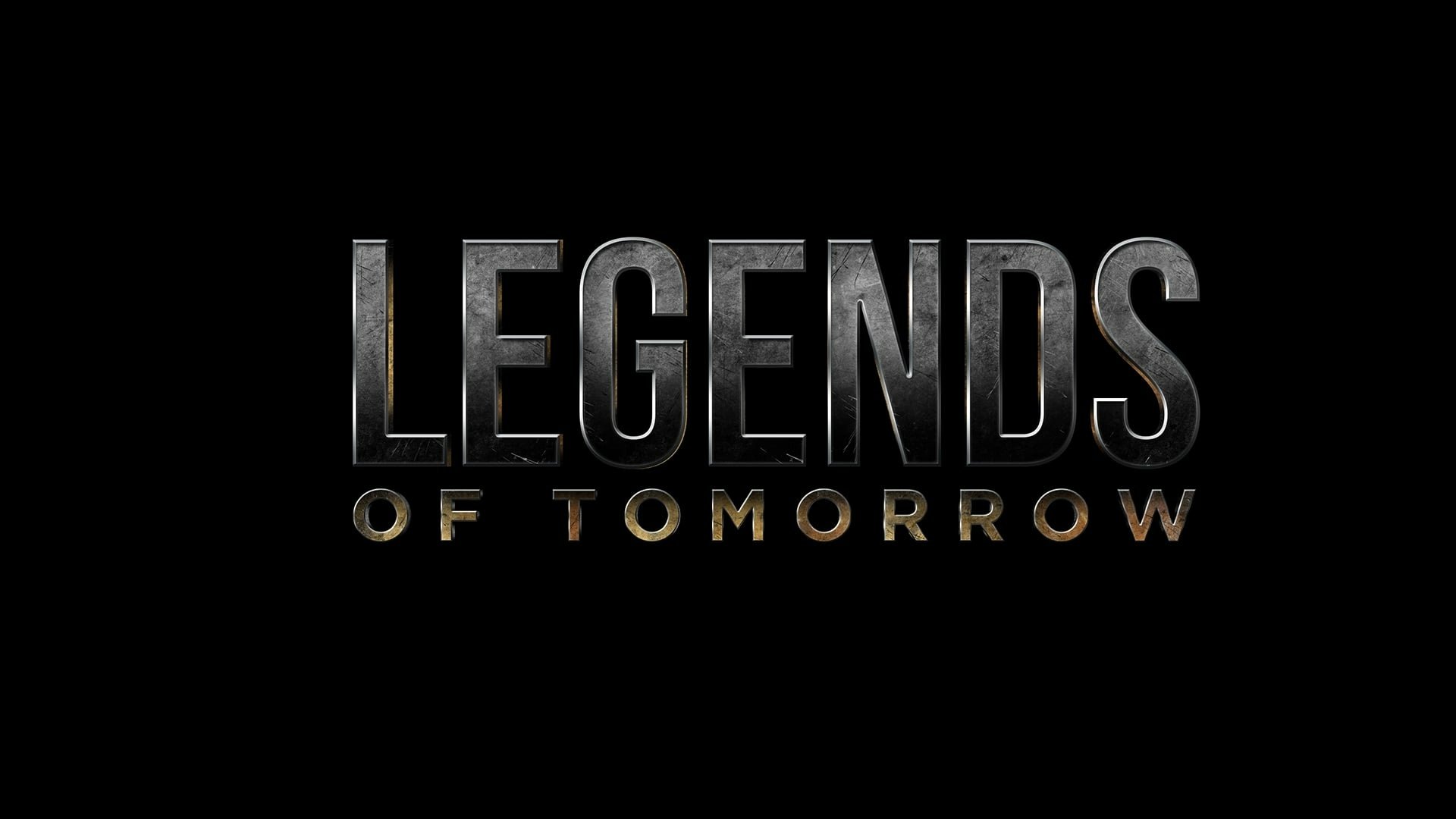 HD desktop wallpaper featuring the logo of DC's Legends of Tomorrow, presented in bold, metallic lettering against a black background.