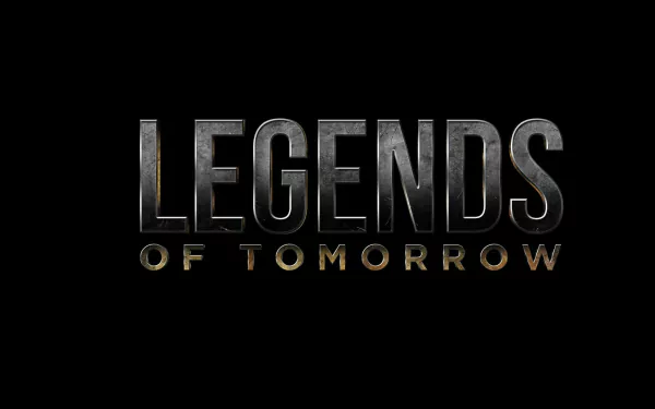 HD desktop wallpaper featuring the logo of DC's Legends of Tomorrow, presented in bold, metallic lettering against a black background.