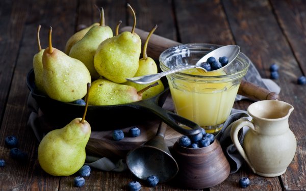 Food Pear Fruits Still Life Blueberry HD Wallpaper | Background Image