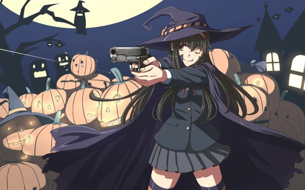 Anime Original Halloween Pumpkin Pistol HD Wallpaper | Background Image