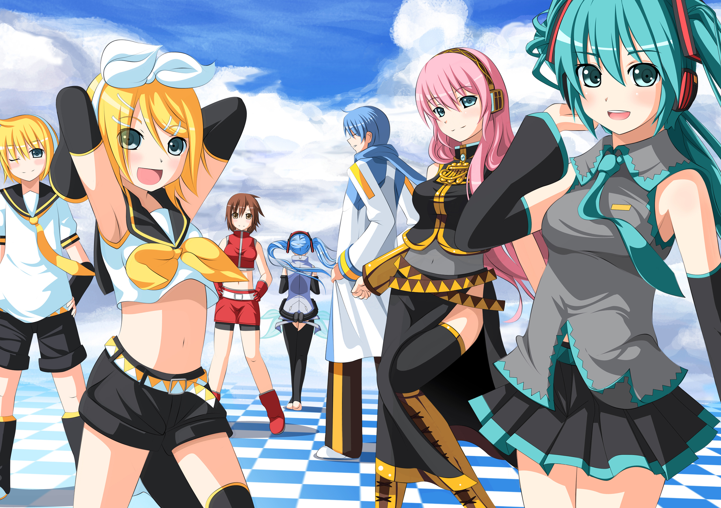 Download Meiko (Vocaloid) Kaito (Vocaloid) Luka Megurine Rin Kagamine Len  Kagamine Hatsune Miku Anime Vocaloid HD Wallpaper