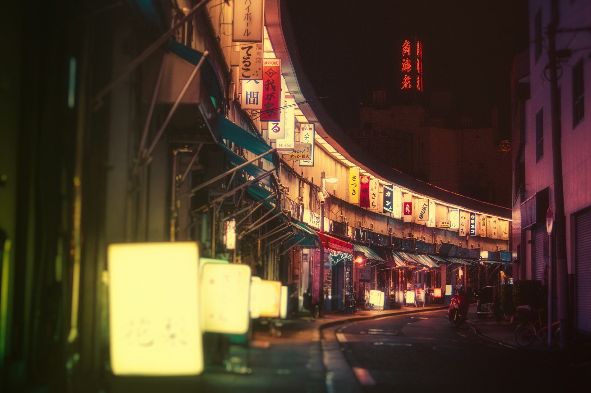 Download Night Asian Light Man Made Street HD Wallpaper by Masashi Wakui