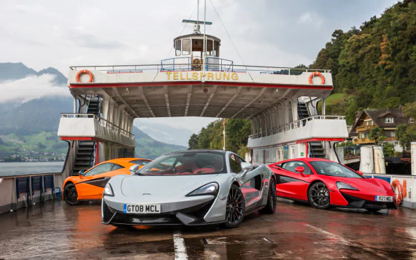 ferry car supercar orange car silver car McLaren vehicle McLaren 570GT HD Desktop Wallpaper | Background Image