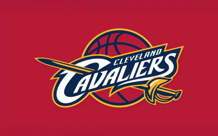 HD desktop wallpaper featuring the logo of the Cleveland Cavaliers with a basketball on a red background.