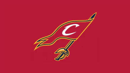 Cleveland Cavaliers logo on a red background, designed as HD desktop wallpaper.