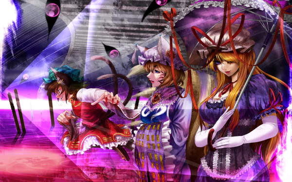 Yukari Yakumo Ran Yakumo Chen (Touhou) Anime Touhou HD Desktop Wallpaper | Background Image