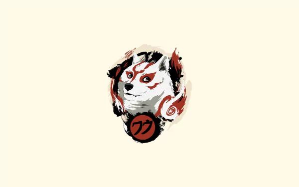 A funny doge illustration featuring a stylized white dog with red markings. This HD desktop wallpaper adds a playful touch to your background.