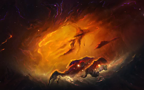 An HD Sci-Fi desktop wallpaper featuring a vibrant nebula and stars in space, creating a stunning and otherworldly background.