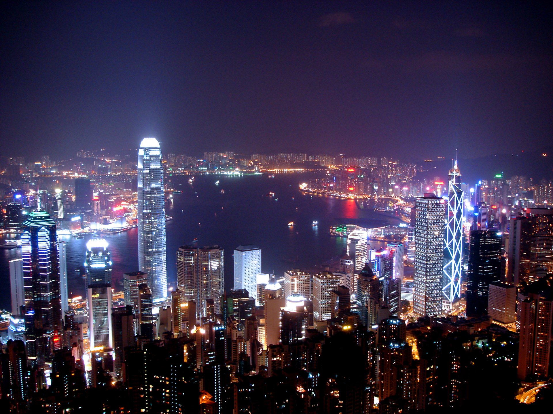 Download Light City Man Made Hong Kong HD Wallpaper