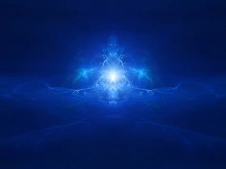 A captivating abstract design featuring luminous blue hues and intricate patterns, serving as a stunning HD desktop wallpaper and background.