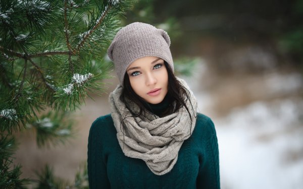 Women Angelina Petrova Models Ukraine Model Scarf Hat HD Wallpaper | Background Image