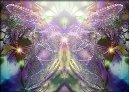 HD PC desktop wallpaper featuring an artistic, purple-toned butterfly with intricate, glowing patterns and a mystical, ethereal background.