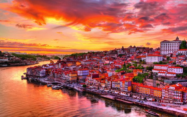 Man Made Porto Cities Portugal City House Colorful Boat Sunset HD Wallpaper | Background Image