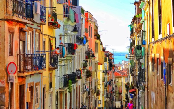 Hecho por el hombre Calle Colores Colorful Casa Portugal Lisbon Fondo de pantalla HD | Fondo de Escritorio