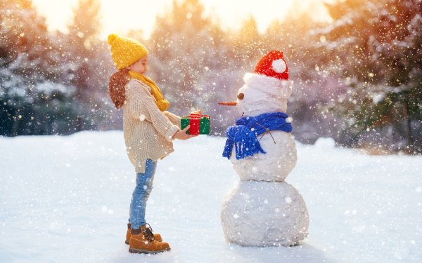 Photography Child Hat Winter Snowman Santa Hat Snowfall Gift Christmas HD Wallpaper | Background Image