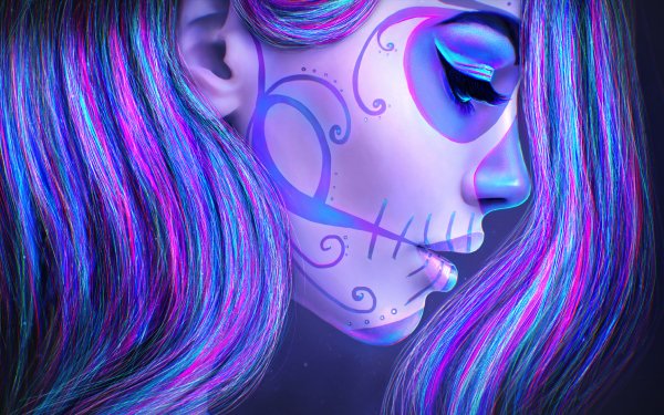 Artistic Sugar Skull Day of the Dead Purple HD Wallpaper | Background Image