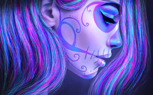 purple Day of the Dead artistic sugar skull HD Desktop Wallpaper | Background Image