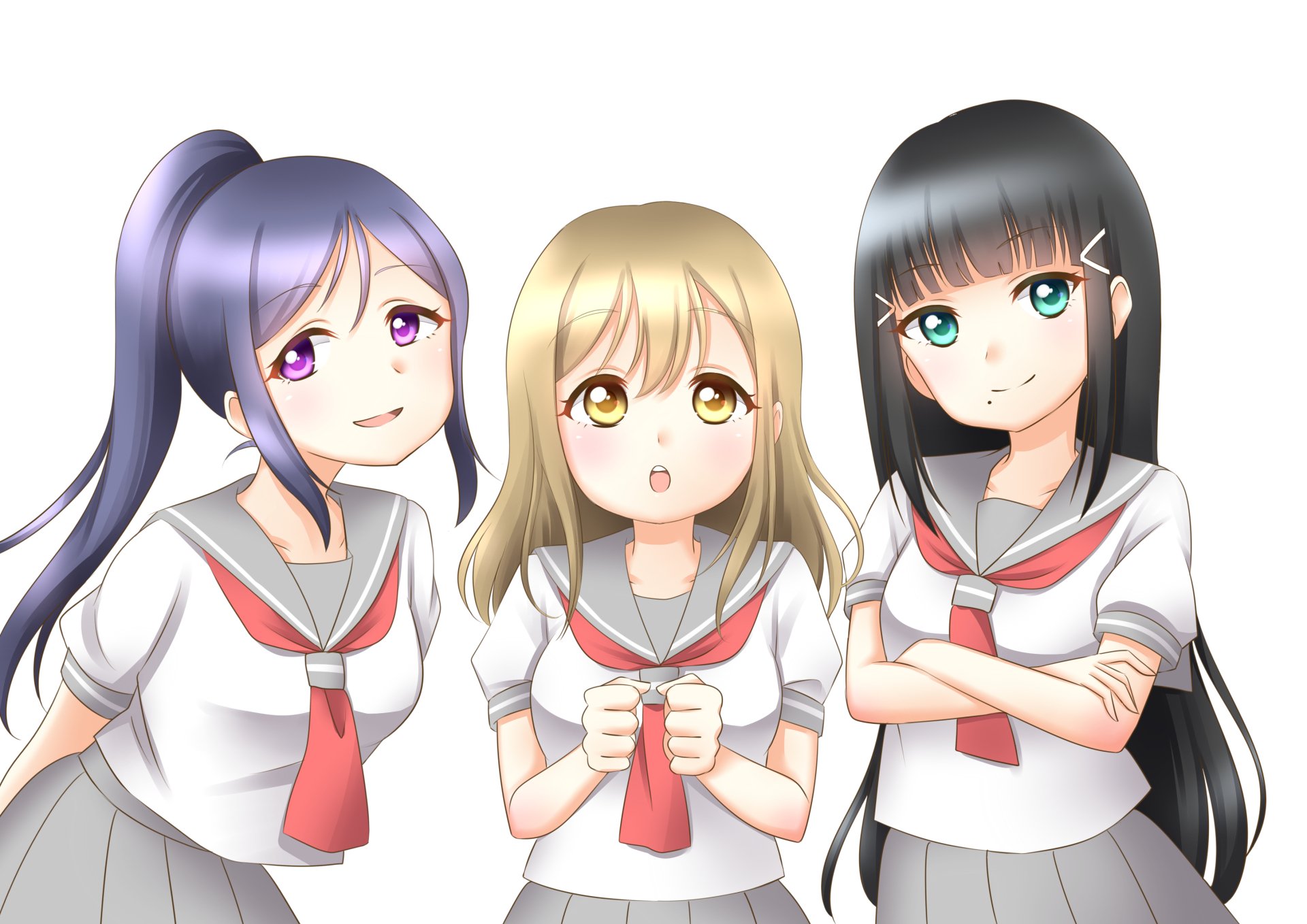 Download Hanamaru Kunikida Dia Kurosawa Kanan Matsuura Anime Love Live! Sunshine!! HD Wallpaper by たこちゃん