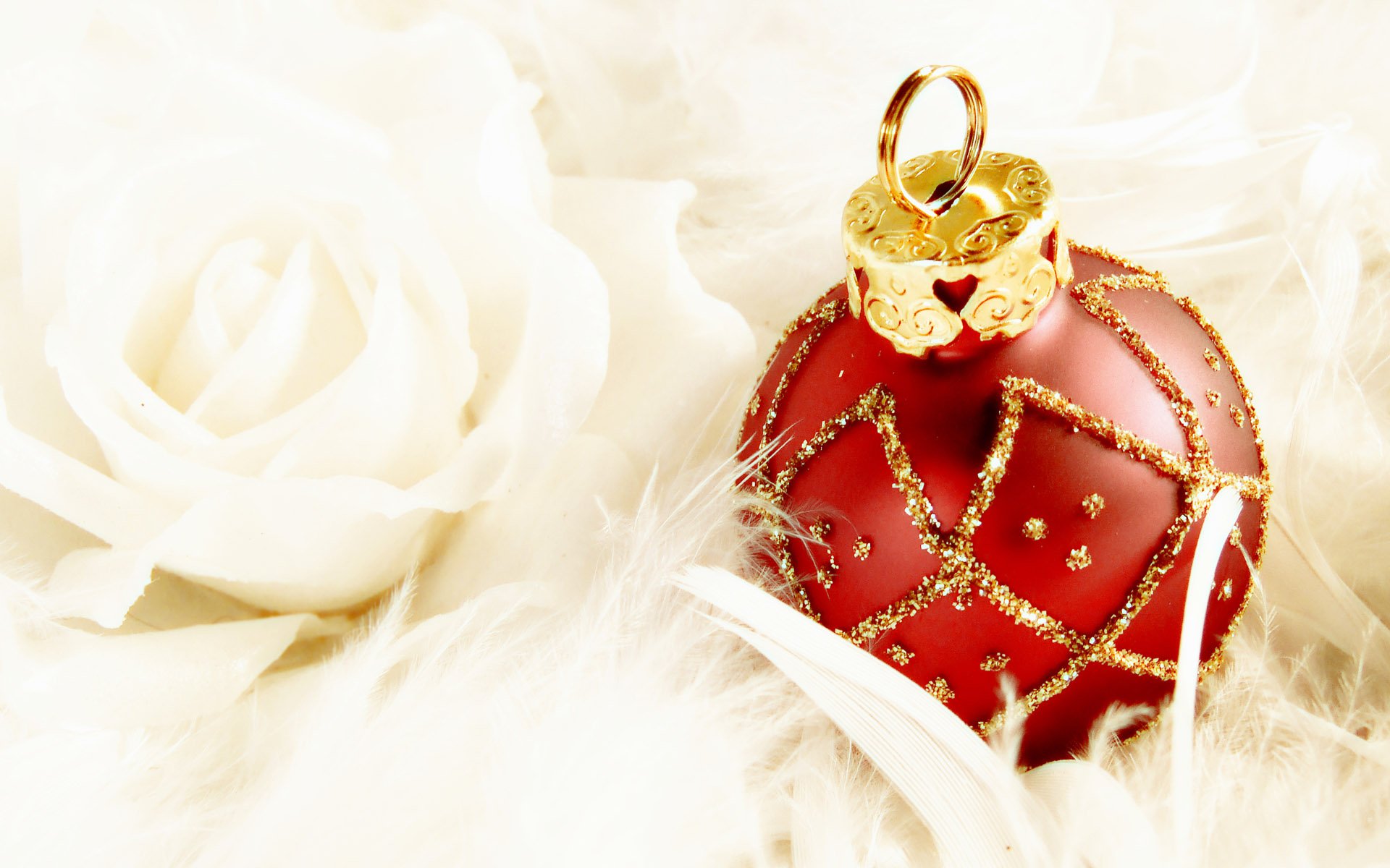 White Rose And Christmas Ornament Fond D cran HD Arri re Plan 