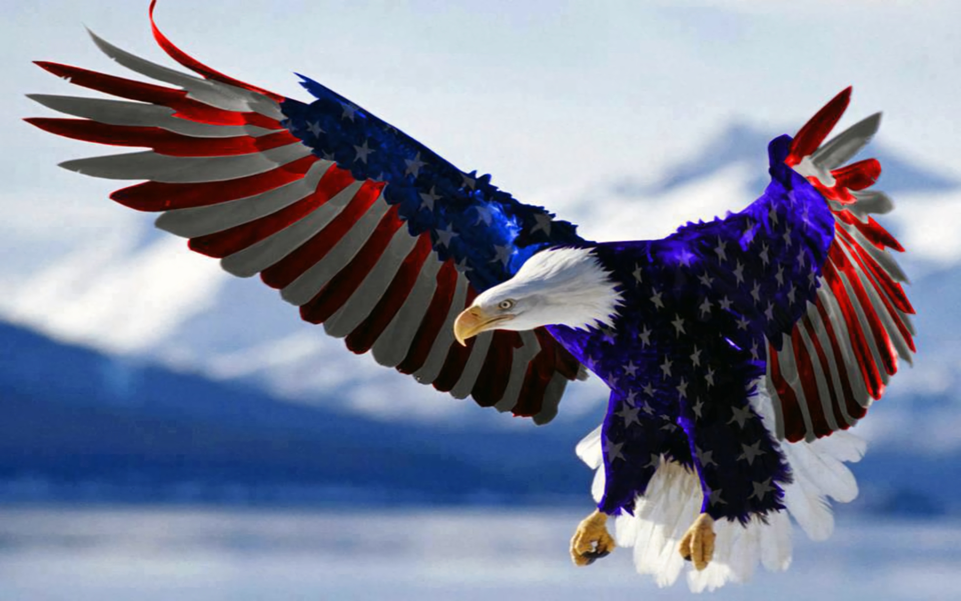 Compartir 96+ imagen eagle with american flag background ...