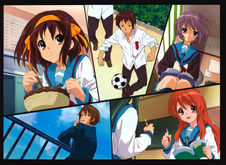 Mikuru Asahina Itsuki Koizumi Yuki Nagato Kyon (Haruhi) Haruhi Suzumiya Anime The Melancholy of Haruhi Suzumiya HD Desktop Wallpaper | Background Image