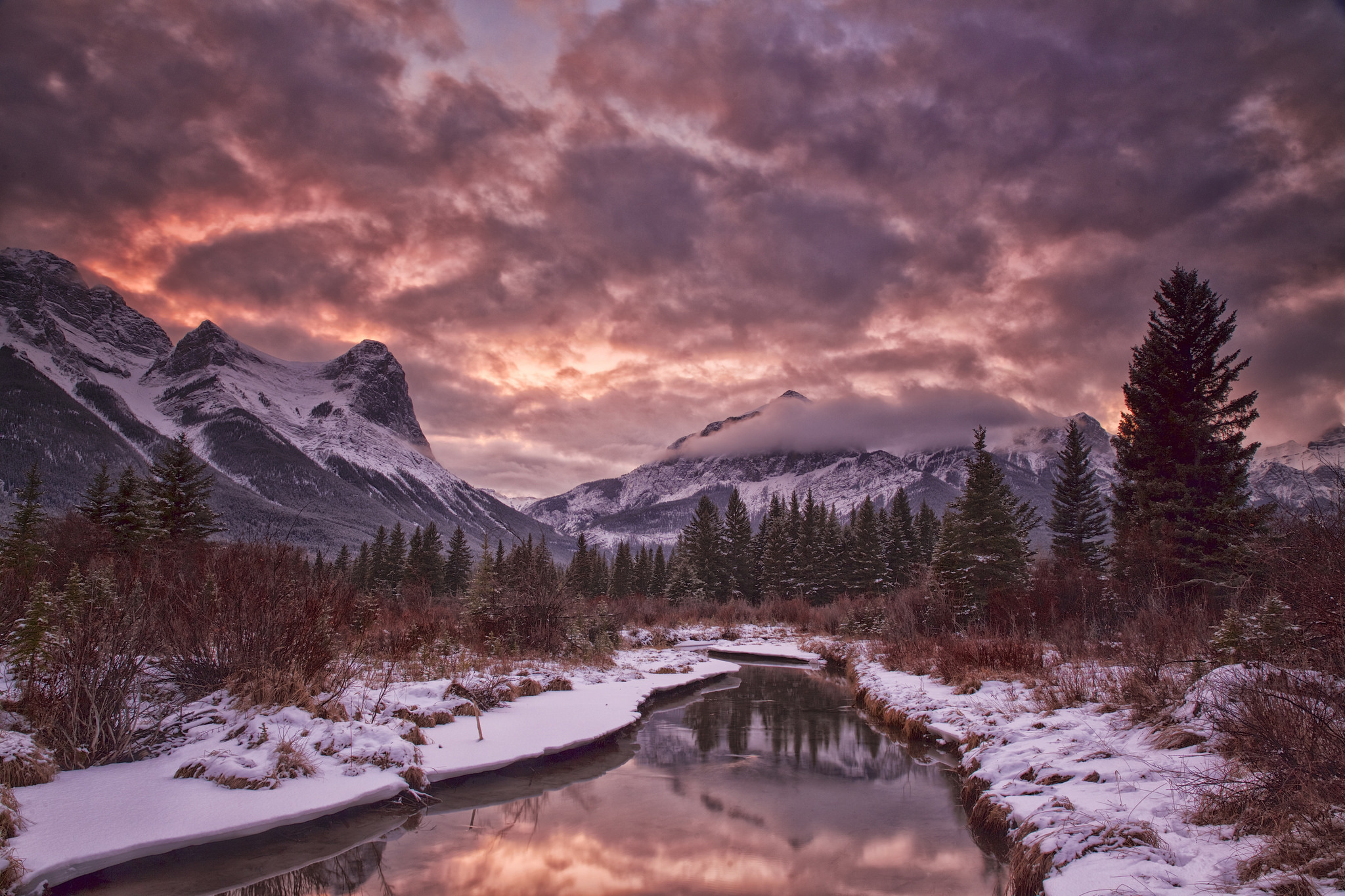 Download Snow Cloud River Tree Mountain Landscape Nature Winter HD ...