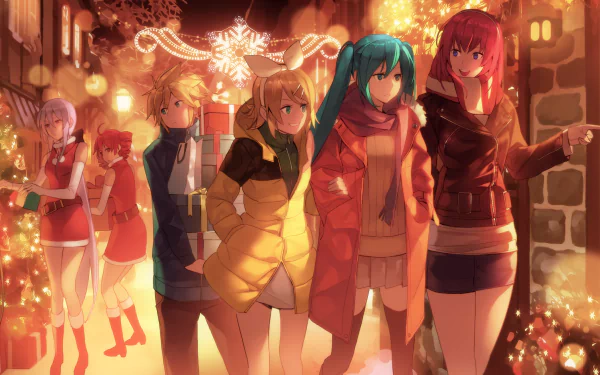 Yowane Haku Luka Megurine Kasane Teto Hatsune Miku Rin Kagamine Len Kagamine Akita Neru Utau Vocaloid Anime crossover HD Desktop Wallpaper | Background Image