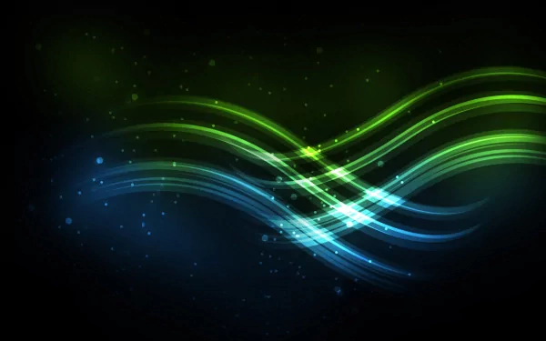 HD desktop wallpaper with artistic colorful waves in green and blue hues, creating a vibrant, dynamic background.