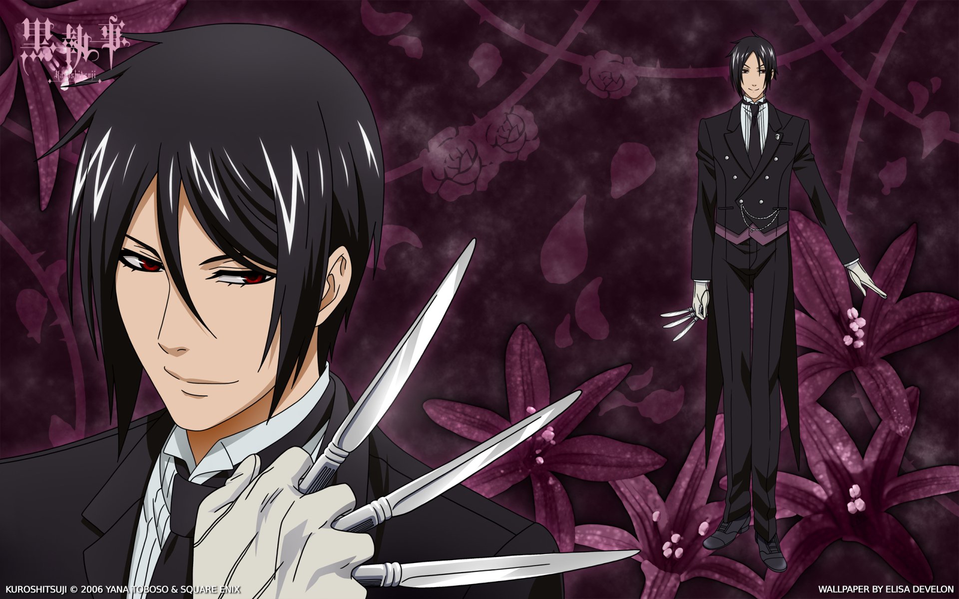Black Butler HD Wallpaper: Elegant Anime Elegance in Dark Bloom by ...