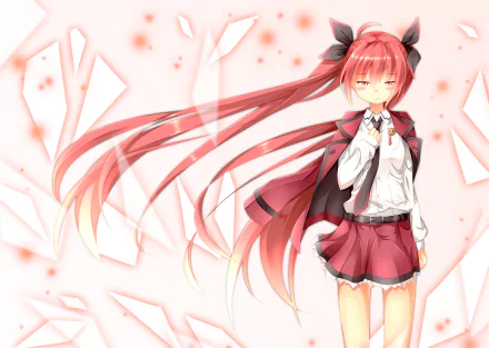 HD desktop wallpaper featuring Kotori Itsuka from the anime Date A Live, with a background of abstract shapes and warm colors.